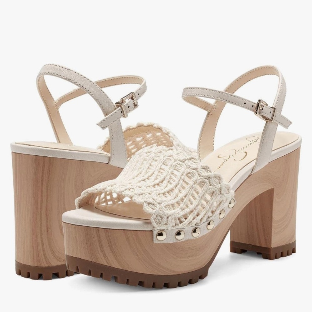 NEW Jessica Simpson Cream and Tan Platform Sandals 7.5